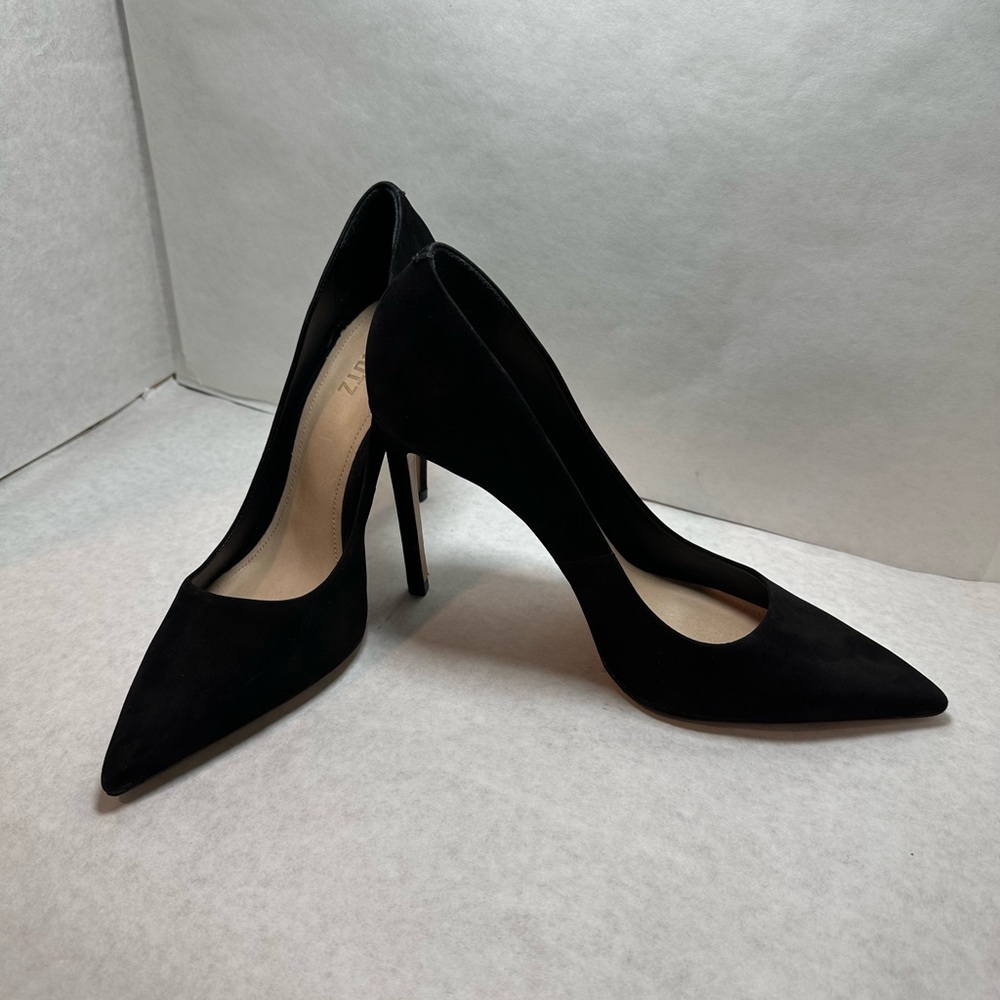 NEW Schutz Lou Suede Leather High Heel Pointed Toe Stiletto Pump Black size 9.5